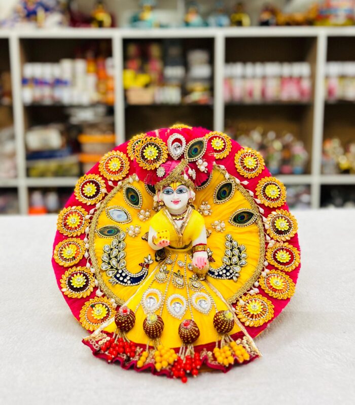 Heavy Hanging Beads Dress for Bal Gopal – Yellow Krishna Outfit